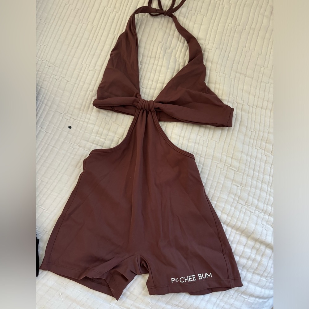 pcheebum halter romper size medium brown